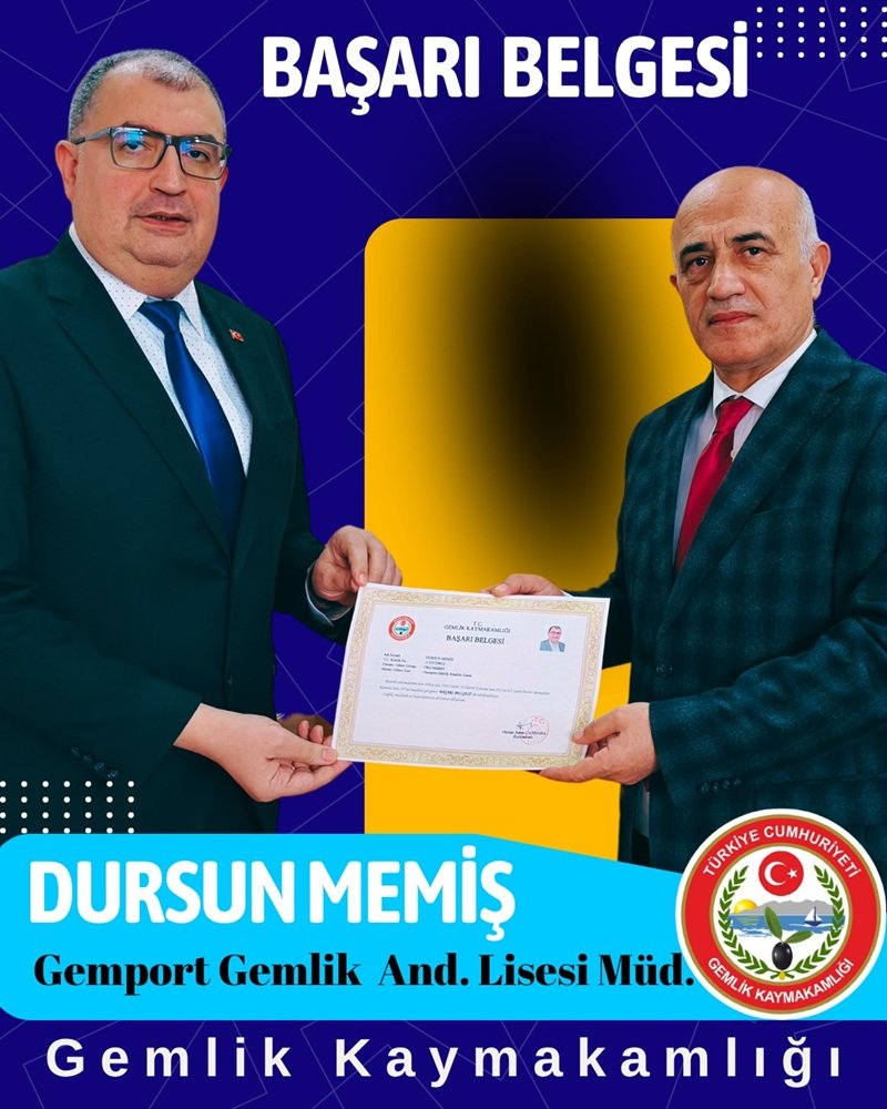 Gemlik Kaymakamlığı'ndan İlçe Kurum Müdürlerine Başarı Belgesi - Görsel 3