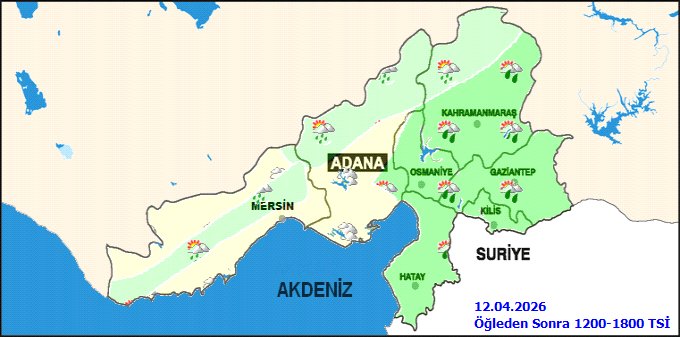 Hatay'da 12 Nisan Pazar Günü Sağanak Yağış Bekleniyor - Görsel 2