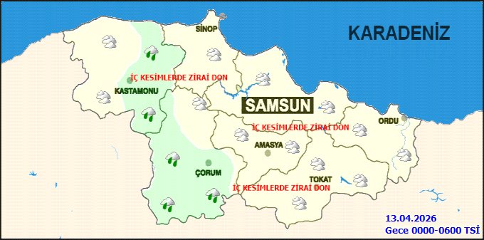 Kastamonu'da 12 Nisan Hava Durumu: Parçalı Bulutlu, Yağışlı ve Don Tehlikesi - Görsel 4