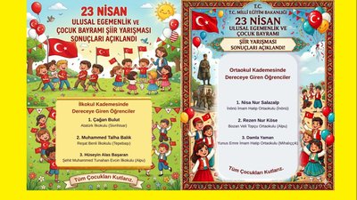 Eskişehir İl Milli Eğitim Müdürlüğü'nden 23 Nisan Şiir Yarışması Sonuçları Açıklandı
