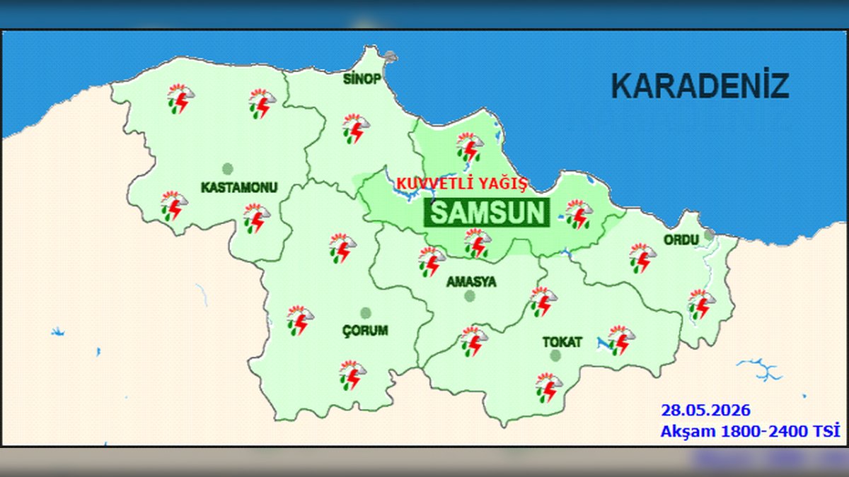 Samsun'da Kuvvetli Yağış Uyarısı: 5 Günlük Hava Tahmini