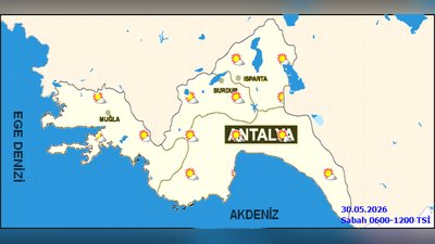 Antalya'da 30 Mayıs Cumartesi Hava Durumu: Az Bulutlu ve Açık, İç Kesimlerde Sıcaklık Düşüşü Bekleniyor